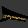 Elegant Black Military Style Hat With Gold Decorative Band And Intricate Embroidered Insignia