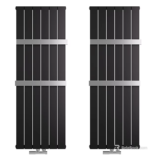 Modern Room Divider Cabinet With Slatted Doors And Metal Accents For Home Interior 3d model 