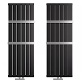 Modern Room Divider Cabinet With Slatted Doors And Metal Accents For Home Interior