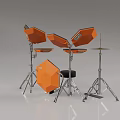 Orange Musical Instrument Drum Set with Drums Cymbals Stands and Stool