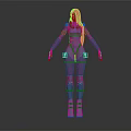 Sci Fi Armored Female Character With Purple Hair In Futuristic Mechanical Suit