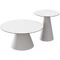 Two Silver Round Coffee Tables With Conical Bases And Sleek Metallic Tops 3d model