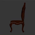 Classic Carved Accent Chair With Tufted Leather Seat And Ornate Dark Wood Frame Legs