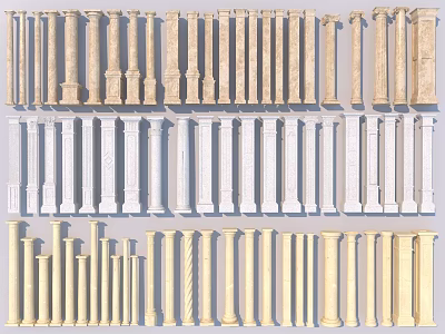Various Roman Columns with Multiple Styles and Diverse Colors for Classic Design 3d model
