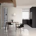 Modern Dining and Living Area Interior With Open Layout Dining Table Chairs And Natural Light