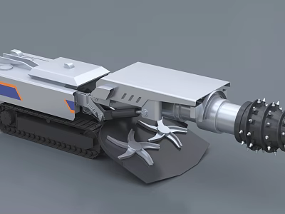 Industrial Tracked Boring Machine With Large Drill Head And Supporting Arms 3d model