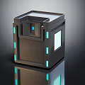 Futuristic Modern Box With Blue LED Light Strips And Transparent Window 3d model