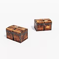 Vintage Wooden Boxes With Rustic Metal Straps And Aged Finish Details