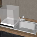 Modern Public Kitchen Facility With Stainless Steel Sink And Wooden Countertop
