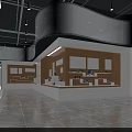 Contemporary Museum Exhibition Hall With Circular Columns Glass Display Cases And Artifacts