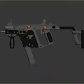 Tactical Submachine Gun With Black Orange Finish Grip Stock And Rail System