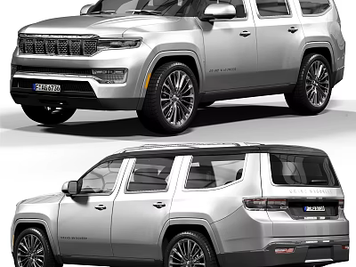 Silver SUV With Bold Grille Modern Exterior Design And Sleek Alloy Wheels 3d model