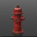 Classic Red Fire Hydrant With Polished Metal Finish And Decorative Top