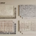Various Designed Square Carpets With Geometric And Herringbone Patterns On