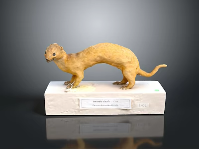 Siberian Weasel Mustela Sibirica Model Display Standing On White Base 3d model
