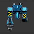 Blue Mechanical Robot Character 3D Model With Glowing Elements And Mechanical Arms 3d model