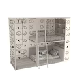 Modern White Kids Bunk Bed With Cute Cartoon Printed Safety Fence For Cozy Small Bedroom