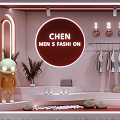 CHEN Fashion Store Window Display with Men's Clothing Dresses and Decorative Plants