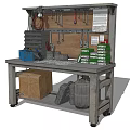 Mobile Workbench with Pegboard Tools Storage Boxes and Rolling Wheels for Workshop Use