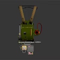 Green Equipment with Brown Shoulder Straps Red Component Yellow Container and Pink Part