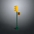 Yellow Traffic Light With Red Man Pedestrian Signal On Green Road Safety Pole