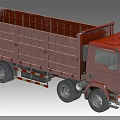 Red Heavy Duty Truck with Open Cargo Bed for Commercial Transport Use