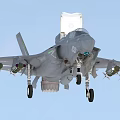 Gray Fighter Jet With Extended Landing Gear And Missiles In Flight