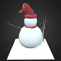 Cute Snowman With White Body Red Hat Scarf Black Buttons And Stick Arms