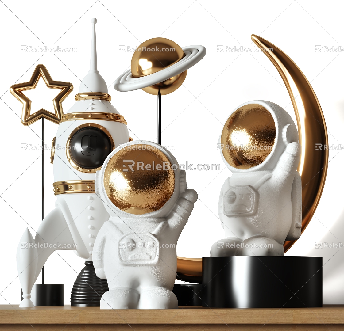 Astronaut Decorative Ornaments Astronaut Rocket Children's Ornaments 3d model