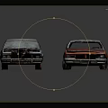 Two Old Abandoned Rusty Blue And Red Cars On Dark Background