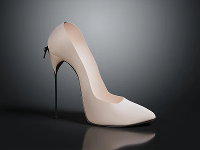 Elegant Beige High Heels With Pointed Toe And Stiletto Heel Design 3d model