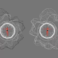 Digital Art 3D Structure With Red Circular Ring And Human Figure Outline