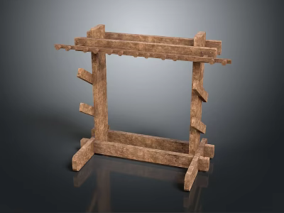 Wooden Storage Shelf With Multi Tiered Design For Home Storage Organization 3d model