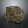 Natural Dry Hay Bales Stacked as Agricultural Plant Material in Rural Farm Setting