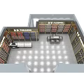 Tobacco and Liquor Store Interior Layout With Shelves Counter And Displayed Products
