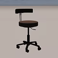 Adjustable Wheeled Bar Stool With Gray Cushion And Metal Base Frame 3d model