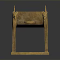 Vintage Brass Stool With Feline Legs Curved Armrests And Square Base
