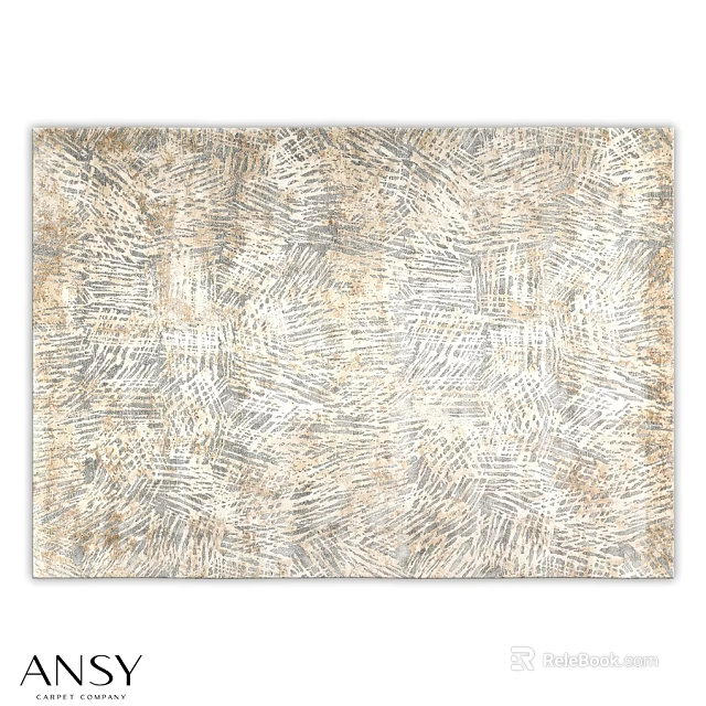 Modern Square Rug With Abstract Line Patterns In Beige And Gray Tones 3d model 