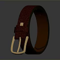 Brown Leather Belt With Golden Buckle And Smooth Shiny Texture For Daily Use