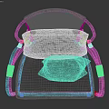 Stylish Rattan Leisure Chair With Armrests Light Colored Cushion And Geometric Pattern Pillow