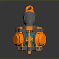 Orange and Gray Mechanical Device with Gear and Knob Components 3d model