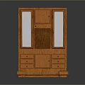 Classic Wooden Cabinet With Glass Doors And Drawers For Storage