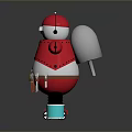Red Hat Robot Character With Silver Body Arm Clamps Tool Belt And Small Bucket