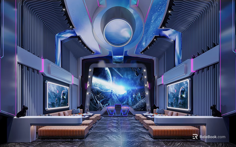 Futuristic KTV Room With Sci Fi Decor And Large Screens 3d model 