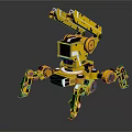 Yellow Multi Legged Mechanical Robot With Spider Like Structure Mechanical Arm And Camera Sensor 3d model