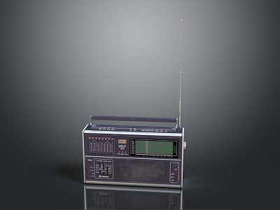 Vintage Retro Computer Device With Display Screen Antenna Buttons And Dark Metallic Finish 3d model