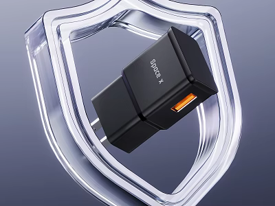 UGREEN USB Charger With Protective Shield Design And Orange USB Port 3d model