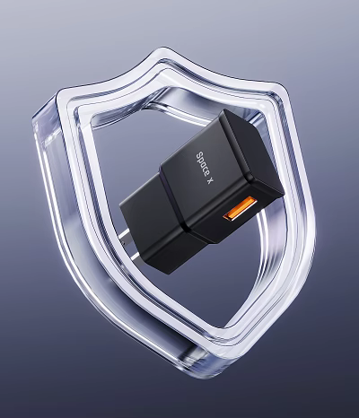 UGREEN USB Charger With Protective Shield Design And Orange USB Port 3d model