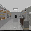 Modern Mall Retail Store Interior With Shelves Product Display And Checkout Counter