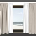 Linen Curtains With Sheer Panels For Window And Sea View Interior